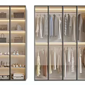 Modern Glass Door Wardrobe With Hanging Clothes Bags Hats And Shoes Storage