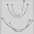 Modern Hanging Chandelier Design With Black Metal Arcs White Light And Gold Accents
