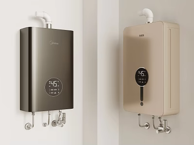 Modern Wall Mounted Electric Water Heaters With Digital Temperature Display And Dual Colors 3d model