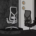 Modern Mesh Office Chairs In Black And White For Interior Workspace 3d model