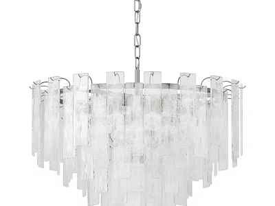 Modern Chandelier With Transparent Glass Panels And Hanging Chain Design 3d model