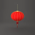 Red Traditional Chinese Lantern With Golden Decorations And Hanging Red Tassel