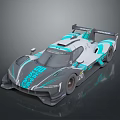 Sleek Blue And White Race Car With Streamlined Body Aerodynamic Rear Wing And Number 20