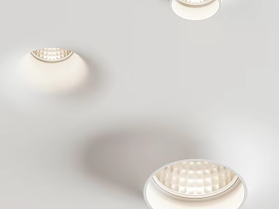 Modern Downlights and Spotlights with White Round Design on Ceiling for Bright Lighting 3d model