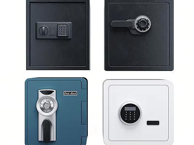 Various Home Safes With Digital Keypad Combination And Key Lock Designs 3d model