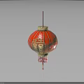 Traditional Chinese Red Lantern Furniture With Golden Decorations And Hanging Tassels