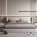 Elegant Modern Bedroom Interior Design With Large Bed Bedside Tables Wardrobe And Green Plant