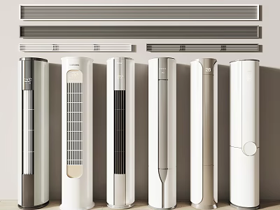 Tower Air Cooler Fans With Multiple Modern Sleek Designs And White Silver Finish 3d model