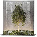 Natural Garden Scene With Green Tree And Flowing Water Curtain Design