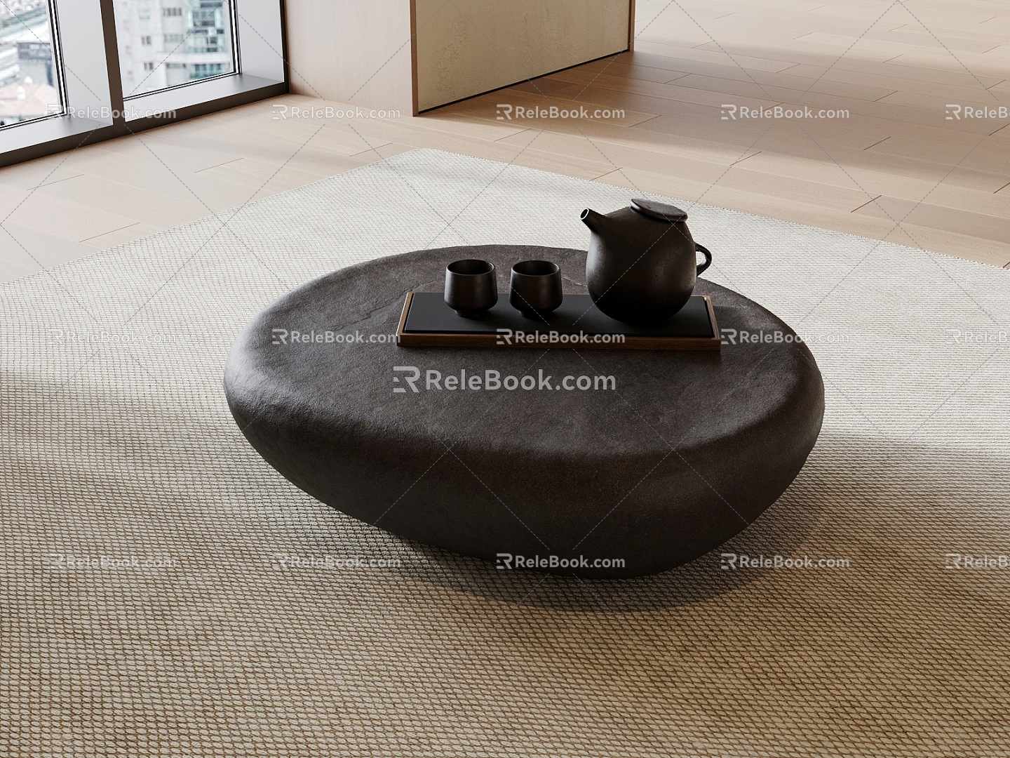 Middle Ancient Quiet Wind Stone Tea Table Tea Table Alien Tea Table Stone Tea Table 3d model