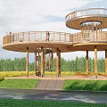 Paddy Field View Platform Pastoral Landscape Platform Art Leisure Platform Landscape Platform Overlooking Tower Revolving Stairs 3d model