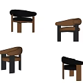 Modern Dining Chairs With Curved Backrest Brown Black Wood Legs Design