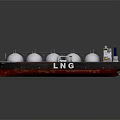 LNG Carrier Ship With Spherical Tanks And Hull Structure On Water Surface 3d model