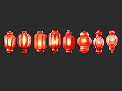 Chinese Lantern Red Lantern Festival Lantern Traditional Elements Lamps Chinese Style Decoration 3d model