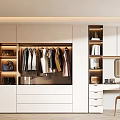 Modern Wardrobe Interior Design with Hanging Clothes Drawers and Dressing Table Mirror