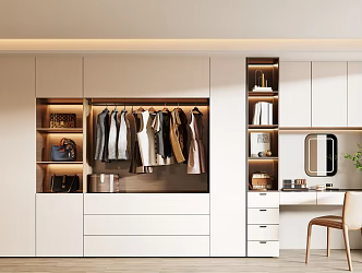 Modern Cream Style Wardrobe Dressing Table Wardrobe 3d model