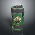 Green Cylindrical Military Explosive Weapon With Metal Casing And EXPLOSIVE UN 0090 Label