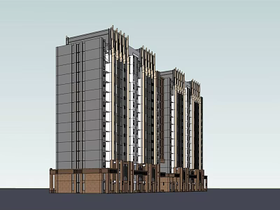 Multiple Modern High Rise Residential Apartment Buildings Exterior Architectural Design Features 3d model