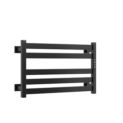 Modern Black Metal Wall Mounted Radiator With Horizontal Heating Bars Design 3d model