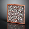 Intricate Geometric Pattern Decorative Wooden Panel With Artistic Carved Frame And Classic Design