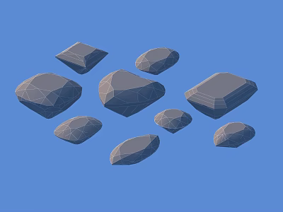 Various Raw Geometric Shape Gemstones for Unique Jewelry Design on Blue Background 3d model