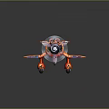 Vibrant Orange Cartoon Space Airplane with Spinning Propeller and Playful Design