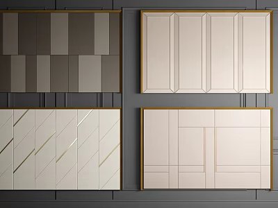 Various Modern Sofa Background Wall Designs With Geometric Patterns And Mirror Panels 3d model