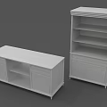 Simple White Low And Tall Storage Cabinets With Shelves Drawers And Open Compartments