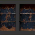 Rustic Metal Barrels With Vintage Red Blue Patina For Household Storage