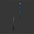 Diverse 3D Rendered Weapons Collection With Swords Daggers And Colorful Designs
