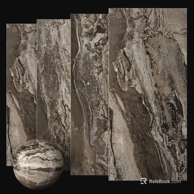 Elegant Floor Tiles With Natural Stone Texture And Earth Tones 3d model 