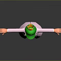 Animated Character And Mushroom Creature Wearing Green Hat Pink Coat Standing With Arms Outstretched