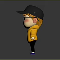 Cartoon Style 3D Game Movie Character With Black Cap Glasses Yellow Sweater And Blue Shoes
