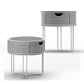 Modern Round Nightstand With Black Wooden Body And Gold Metal Legs