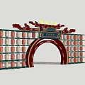 New Chinese style ancient building archway national tide entrance net red entrance meichen archway gate tower scenic spot gate national wind entrance 3d model