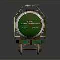 Yellow Tanker Wagon With Green Ladder And Dirty Surface On Gray Background