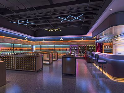 Supermarket Department Store Interior With Shelves Product Displays Bright Lighting And Layout 3d model