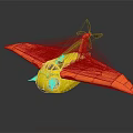 Vibrant Orange Yellow Passenger Plane With Propeller Single Engine Transparent Cockpit And Wings 3d model