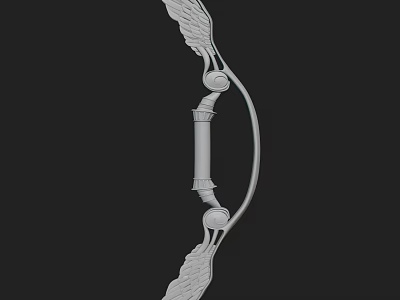 Winged White Bow Weapon Design With Carved Details And Decorative Elements 3d model