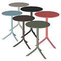 Black And Gray Modern Round Coffee Tables With Cross Pattern Top And Three Legged Base 3d model