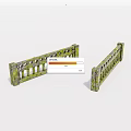 Two Mossy Stone Railings With Vertical Balusters And Decorative Holes