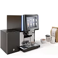 Modern Coffee Machine Kitchen Appliance With Digital Display Coffee Cups And Bag 3d model