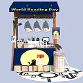 World Reading Day Themed Stall With Hanging Bags And Moon Decorations