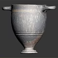 Ancient Clay Urn With Two Handles And Striped Surface Design 3d model