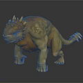 3D Fantasy Creature Model With Spiked Head Bulky Body And Thick Limbs