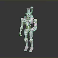 Silver Mechanical Robot Character With Top Hat Green Eyes Red Chest And Metallic Body