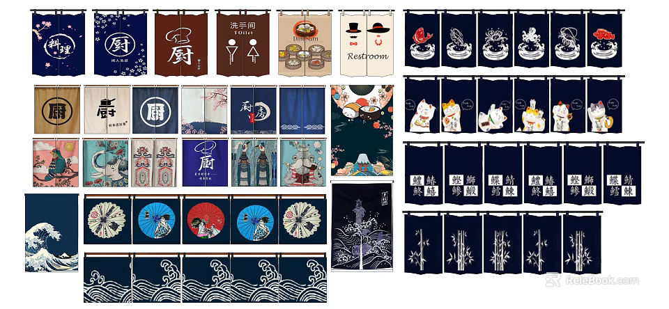 Decorative Kitchen Curtains With Various Traditional And Modern Patterns For Home Decor 3d model 
