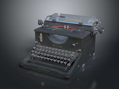 Vintage Office Appliance Old Fashioned Eternity Typewriter with Classic Design and Mechanical Keys 3d model