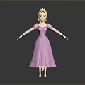 Woman In Purple Princess Dress With Crown Standing On Reflective Surface