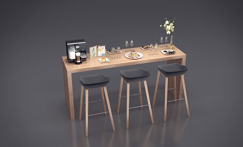 Modern Bar Chair Combination Dining Table 3d model